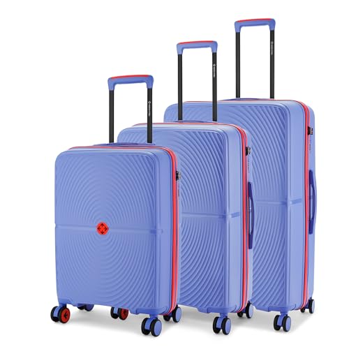 Image of Nasher Miles Bali Hard-Sided Polypropylene Luggage Set of 3 | 55cm, 65cm & 75cm | 8 Wheels Small, Medium & Large Trolley Bag for Travel | Suitcase (Navy Blue)