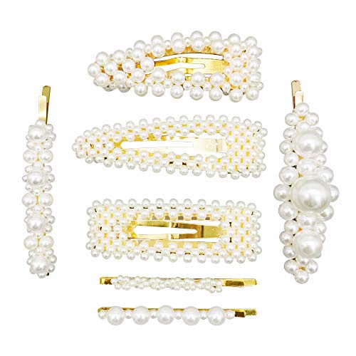 7pcs Pearl Hair Clips Large Hair Clips Pins Barrette Ties Hair Headwear Barrette for Party Wedding Daily, Gift for Girls and Women
