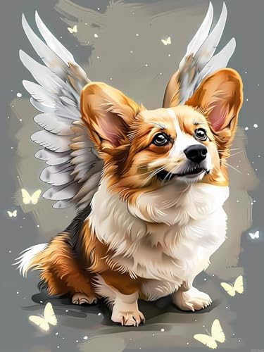 Peinture diamant Corgi 5D loisir créatif adulte kit complet toile strass ronds décoration murale