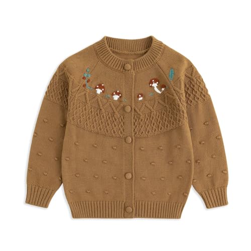 Image of Simplee kids Baby Sweater Toddler Girls Cardigan Sweater Embroidered Strawberry Knit Sweater