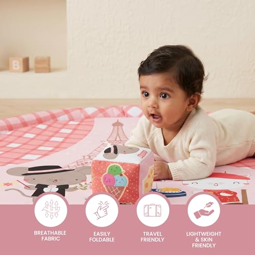 Image of Tidy Sleep Baby Play Mat | Activity Play Mat with 1 Dice Cube Toys, | Foldable & Travel-Friendly (Bestie Bonjour)