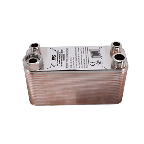 Hfs(R) Homebrew Beer Wort Chiller (7.5'' 2.9''/40 Plate, Mf Combo X 1/2" Npt) #TOP3