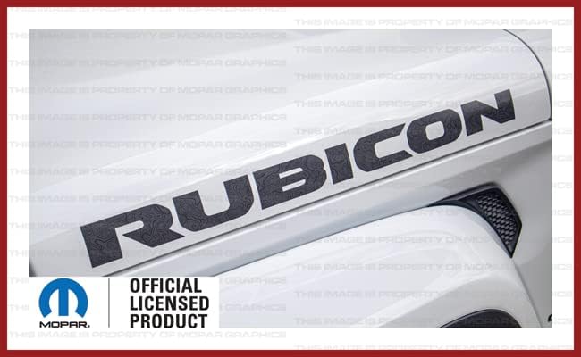 Miniatura 4 de Decal Mods Rubicon - Calcomanías gráficas para capó para Jeep Wrangler y Gladiator JL/JT Rubicon (2018-2024), gris oscuro Topo con líneas negras