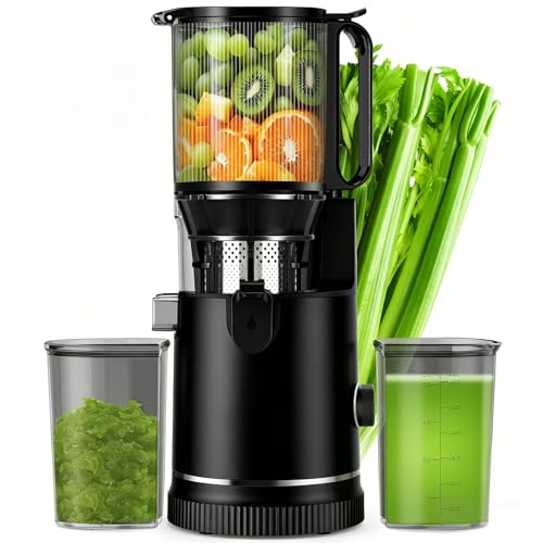 Extracteur de Jus à Froid 400W, Goulotte XL 152 mm pour Fruits et Légumes Entiers, Tamis 3-en-1...