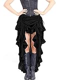 COSWE WOMEN'S Solid Color Lace Asymmetrical High Low Corset Skirt