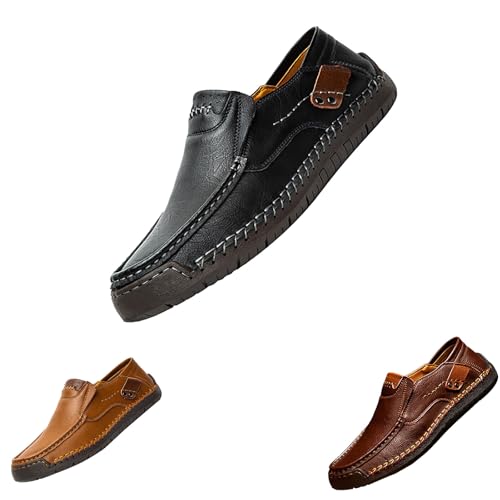 Mocassins en cuir homme grande taille aux finitions artisanales soignées