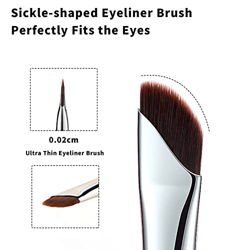 Ursobtf Eyeliner Brush, Upgraded Sickle Eyeliner Brush Angled Eyeliner Brush Eyebrow Concealer Brush, 3 Pcs Ultra Thin Slanted Gel Eyeliner Brush For Precision Eye Liner Brows Make Up Brush Set #TOP4