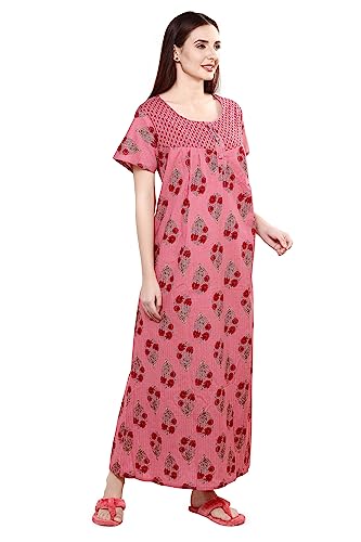 Image of Evolove Women's Cotton Long Maxi Maternity Feeding Night Gown with Pockets, Super Soft Comfortable (LNG-Feeding)