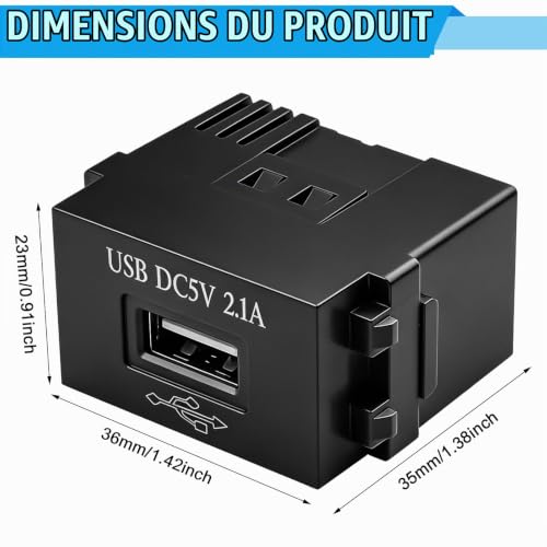 Behogan Lot de 3 modules d'alimentation USB : prise 220 V vers transformateur 5 V, prise de charge USB 2,1 A, adaptateur de commutation pour smartphones et appareils US-B (noir) – vue 2