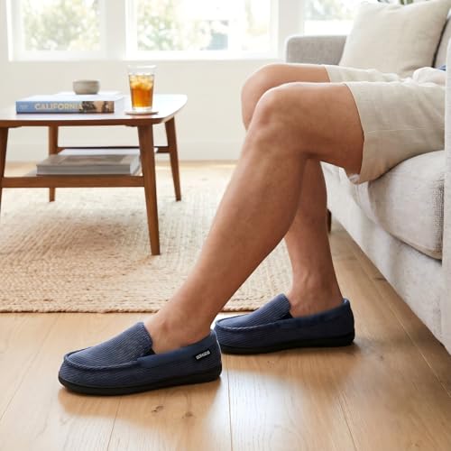 Image of ULTRAIDEAS Men's Moc-Toe Slippers Loafer House Shoes Indoor Outdoor Memory Foam with Breathable&Warm Knit Upper
