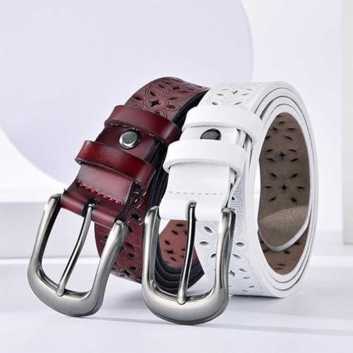 Vintage Hollow Flower Ladies Belt Genuine Leather Belt for Women Narrow Waist Belts for Jeans Dresses4