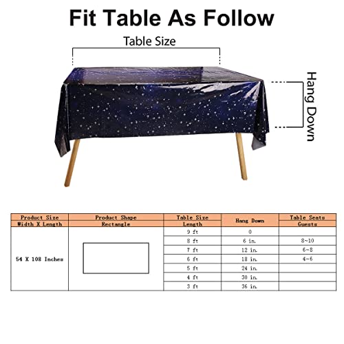 Blue Space Tablecloths For Parties, Starry Night Tablecloth Decorations Plastic Galaxy Table Cover Space Stars Theme Party Supplies For Birthday Home Decorations, 54 X 108 Inch (1 Piece) #TOP2