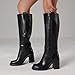 Kalstage Platform Knee High Boots Women Fashion Fall Chunky Heel Boot Square Toe Half Zip Wide Calf Tall Boots for Concert Club Festival