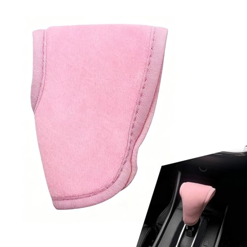 Opuweiy Car Gear Shifter Knob Cover, Breathable Anti-Slip Flannel Gear Lever Protective Cover, Personalized Minimalist Comfortable Shift Knob Interior Decoration, for Most Vehicles (Pink)