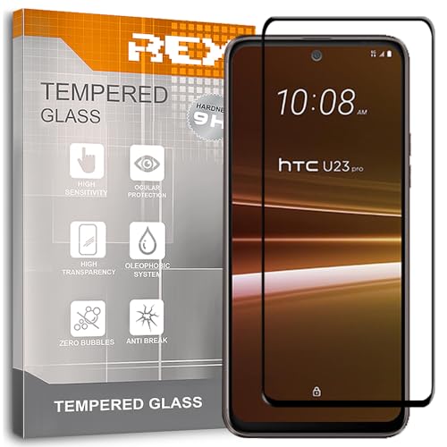 REY [Lot de 2] Verre Trempé 3D pour HTC U23 - HTC U23 Pro, Noir, Protecteur d'écran qualité supérieure, Protection Complète, 3D, 4D, 5D
