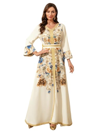 Aibaowedding Robe de soirée musulmane pour femme - Style Dubaï - Caftan pleine longueur -...