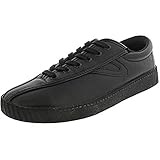 TRETORN Women's Nyliteplus Leather Sneakers Lace-Up Casual Shoes Classic Vintage Style, Black/Black/Black, 6.5