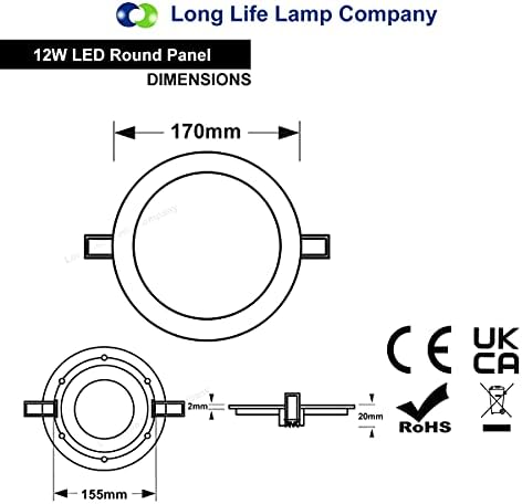 12W LED Round Recessed Ceiling Panel Down Light Ultra Slim Lamp Warm White 3000k Super Bright