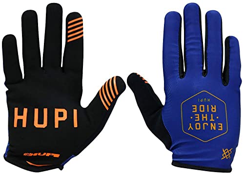 Luva Ciclismo Hupi Dedo Longo Enjoy, Cor: Azul/alaranjado, Tamanho: P