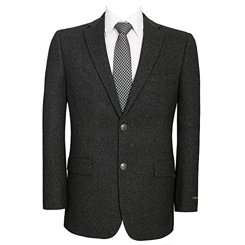AMY ZHU Men's Wool Blend Blazer Classic Fit Tweed Sport Coat Modern Winter Suit Jacket