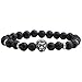 Jovivi 4pcs Men Women 8mm Mix-Style Silver Plated Natural Black Lava Rock Stone Energy Beads Stretch Diffuser Bracelets