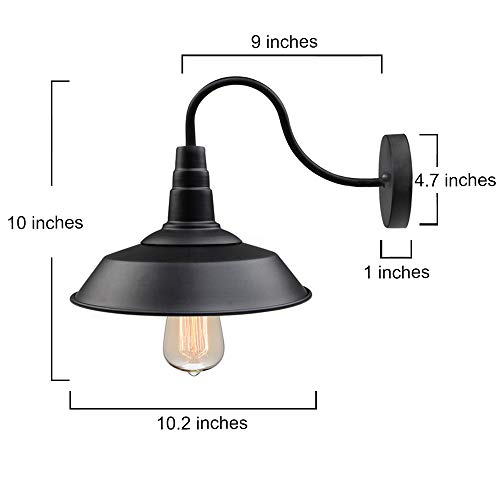 Image of LALUZ 2 Packs Black Wall Sconce, Goose Neck Barn Light Fixture, Farmhouse Vanity Light for Bedroom, Bathroom, Kitchen