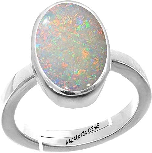 aaradhya gems 4.25 Ratti 3.50 Carat White Rashi Ratan Fire Opal LooseGems Ring Sterling Silver 92.5 Adjustable Ring for Men and Women-picture-22
