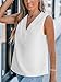 CUPSHE Womens Top Paneled V Neck Sleeveless Relaxed Blouse Casual Loose White S