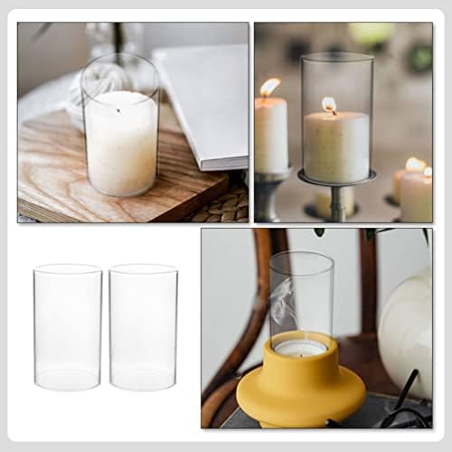 YARNOW Candle Holders 2pcs Candle Holder Sleeve Open Both Ends Glass Candle Jar Domes Candle Chimney Tube Cover Cylinder Lamp Shade for Wedding Centerpieces Party 9x10cm Tea Light Candle Holders