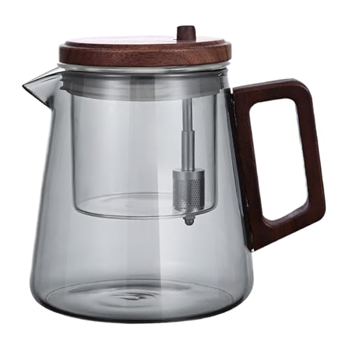 Teleme di - Tea Pot con infusor | para microondas y microondas Tecine de depósito interior con mango de madera | Teakettle con filtro | Caraker resistente al calor del confort y