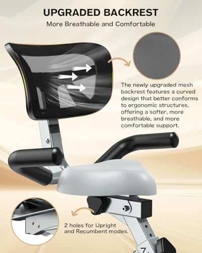 Image of pooboo Folding Exercise Bike, Foldable Upright Stationary Bike, Indoor Cycling Magnetic X-Bike with 8-Level Adjustable Resistance, 6.6 LBS Flywheel, 300LB Capacity, Back Support Cushion for Home Gym