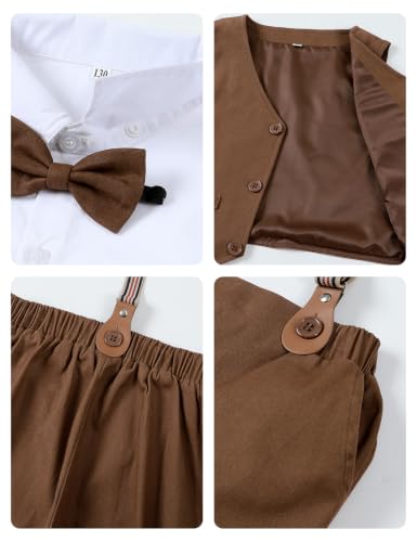 Image of A&J DESIGN Toddler Boys Formal Clothes Suspender Outfit Dress Suit 12M - 6Y