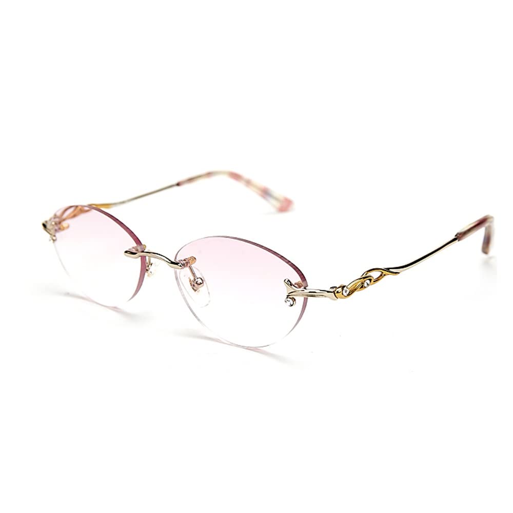Gafas De Lectura Mujeres Gafas De Oval Sin Marco Gafas De Ordenador Multifocales Progresivas Lente De Multifocales +2.0/+2.5 (Size : +3.5Reading)