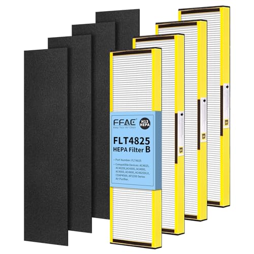 Image of FLT4825 Replacement Filter Compatible with GermGuardian Air Purifier | AC4825 AC4825E AC4850 AC4300 AC4880B AC4880W AC4900 Air Purifiers, 4 True HEPA Filters + 4 Pre-filters
