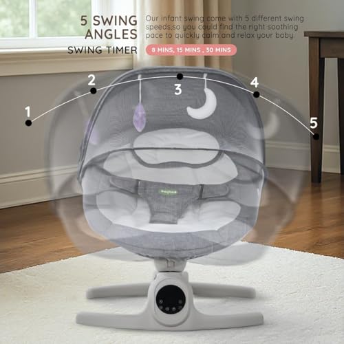 Image of Baybee Wobbles Electric Baby Cradle and Swing | Baby Relaxing Swing Jhula with Adjustable Speed & Timer | Rocker for Babies with Music, Canopy & Mosquito Net, Automatic Cradle for New Born Baby (Grey)
