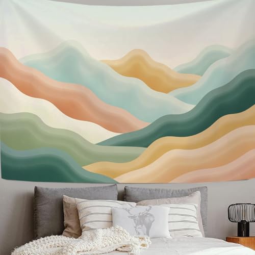 Tapisserie 230 x 180cm montagnes ondulées vert olive pour salon
