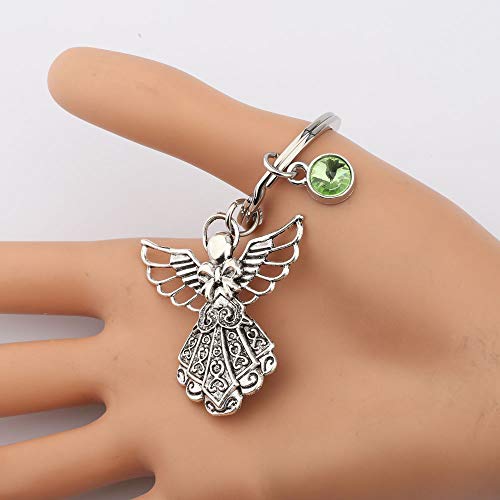 Bnql Guardian Angel Keychain With Birthstone Memorial Key Chain Personalised Gift (August) #TOP5