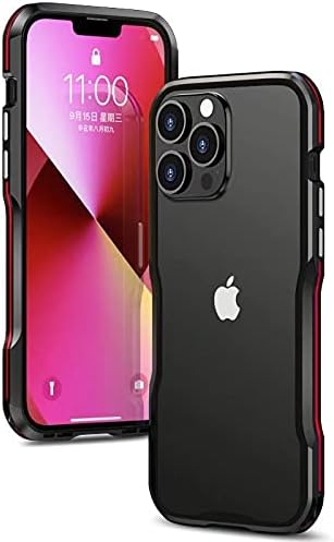 Miniatura 7 de HENGHUI Carcasa de aluminio para iPhone 13 Pro Max con marco de metal, absorbente de golpes, diseño delgado y fresco (13ProMax, negro)