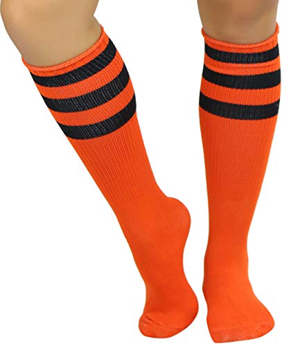 Image of ToBeInStyle Women's Premium Below Knee Athletic Socks w /Contrasting Wide Stripes