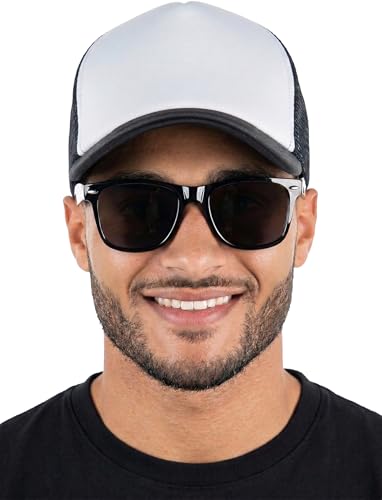 Image of Funky Junque Foam Trucker Hat, Trucker Hats for Women & Men - Blank Adjustable Snapback Mesh Back Baseball Cap