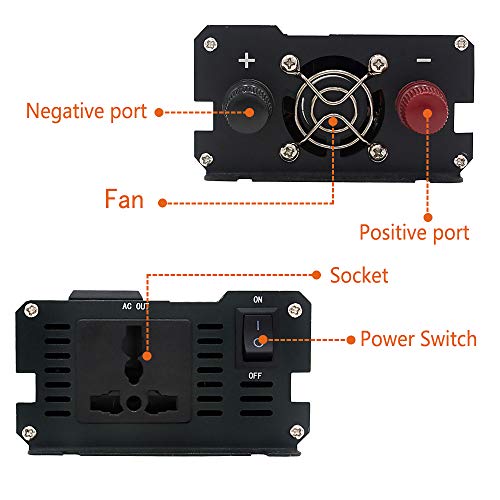 Yinleader 1000W Car Power Inverter DC 12V to 110V AC Converter with 4 USB Ports,4 AC Outlets,LED Display for Truck/RV