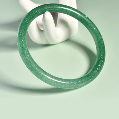 Bracelet en jade vert pour femme, jonc fin tendance et authentique - 3