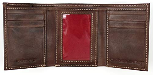 Rawlings Baseball Stitch Leather Trifold Wallet Chocolate2