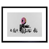 Wee Blue Coo Prints Banksy Donuts Strawberry Graffiti Street Art 12x16'' Framed Art Print F12x11851