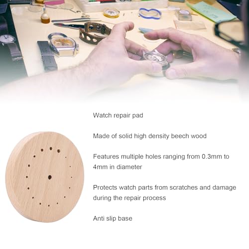 NOENNULL Tampon de réparation de montre avec plusieurs tailles de trous en bois de hêtre massif pour horlogers et amateurs, conçu pour les mécanismes complexes d'horlogerie – vue 5