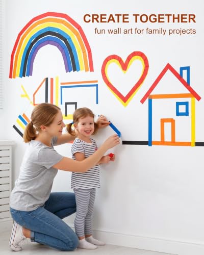 UXEWKL Ruban Adhésif Décoratif Iridescent, 6 Rouleaux, Ruban de Masquage, de Peintre, DIY, Bunte Farben, Kreppband für Kreative Projekte, Kinderfreundlich, Beschreibbar, Fournitures – vue 3