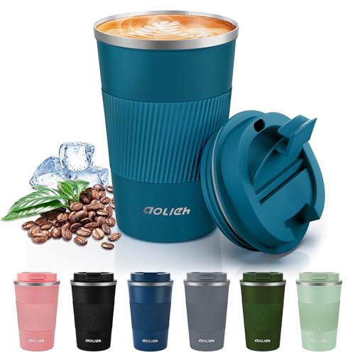 Image of Thermal Mug With Leak-Proof Lid, Insulated Stainless Steel Travel Coffee Mug To Go for Hot and Cold Water, Tea (380 ml, Blue)