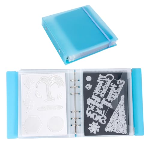 Image of UNIMEIX 12 Pcs Magnetic Sheets for Die Storage with 1 Binder Cover, 2 in 1 Storage Stamp and Die Storage Bags Die Cut Storage Supplies(0.8 mm Thickness, Blue)