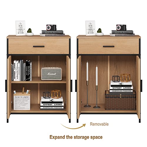 EUGAD Badezimmerschrank mit 1 Schublade 2 Türen, freistehender Badschrank, Badkommode mit verstellbarem Regal, Aufbewahrungsschrank für Wohnzimmer Küche Flur, 60x80x30 cm