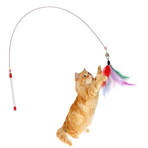 Vara Gato Brinquedos Fio De Aço Pena a e Guizo 100 cm XR018